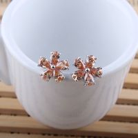 1 Pair Sweet Simple Style Flower Polishing Plating Inlay Copper Alloy Zircon Ear Clips Ear Studs sku image 1