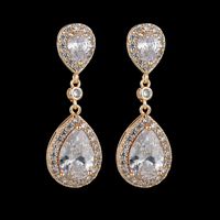 1 Pair Streetwear Water Droplets Plating Inlay Copper Zircon Drop Earrings main image 5