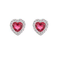Princess Heart Shape Copper Alloy Plating Inlay Zircon Women's Ear Studs main image 2
