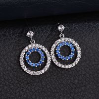 1 Pair Simple Style Commute Circle Plating Inlay Copper Alloy Zircon Drop Earrings main image 1