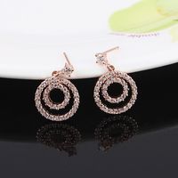1 Pair Simple Style Commute Circle Plating Inlay Copper Alloy Zircon Drop Earrings sku image 1