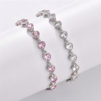 Sweet Shiny Heart Shape Copper Plating Inlay Artificial Gemstones Zircon Bracelets sku image 2