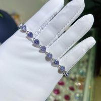 Sweet Shiny Heart Shape Copper Plating Inlay Artificial Gemstones Zircon Bracelets sku image 7