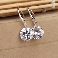 1 Pair Casual Shiny Round Plating Inlay Copper Crystal Zircon Drop Earrings main image 1