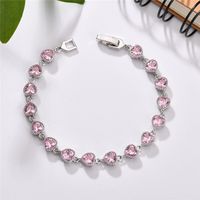 Sweet Shiny Heart Shape Copper Plating Inlay Artificial Gemstones Zircon Bracelets main image 1