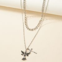 Retro Cool Style Cross Angel Alloy Women's Layered Necklaces main image 5