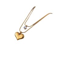 304 Stainless Steel 18K Gold Plated Sweet Heart Shape Artificial Rhinestones Layered Necklaces main image 6