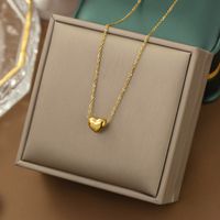 304 Stainless Steel 18K Gold Plated Modern Style Plating Heart Shape Acrylic Plastic Stone Pendant Necklace sku image 8
