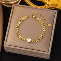 Streetwear Heart Shape Grain 304 Stainless Steel 18K Gold Plated Acrylic Artificial Rhinestones Plastic Bracelets In Bulk sku image 25