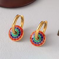 304 Stainless Steel 18K Gold Plated Retro Plating Flower Earrings Necklace sku image 10