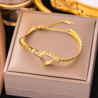 Streetwear Heart Shape Grain 304 Stainless Steel 18K Gold Plated Acrylic Artificial Rhinestones Plastic Bracelets In Bulk sku image 34