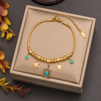 304 Stainless Steel 18K Gold Plated Streetwear Plating Inlay Sun Tree Resin Bracelets Necklace main image 4