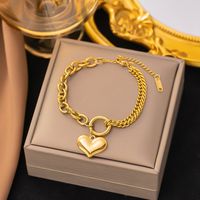 Streetwear Heart Shape Grain 304 Stainless Steel 18K Gold Plated Acrylic Artificial Rhinestones Plastic Bracelets In Bulk sku image 38