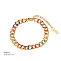 304 Stainless Steel 18K Gold Plated Commute Chain Color Block Bracelets Necklace main image 2