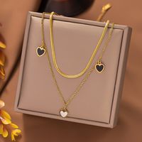 304 Stainless Steel 18K Gold Plated Casual Simple Style Plating Inlay Star Heart Shape Acrylic Bracelets Necklace main image 1