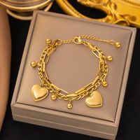 Streetwear Heart Shape Grain 304 Stainless Steel 18K Gold Plated Acrylic Artificial Rhinestones Plastic Bracelets In Bulk sku image 42