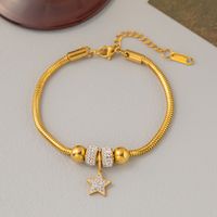 Basic Classic Style Pentagram 304 Stainless Steel 18K Gold Plated Artificial Rhinestones Bracelets In Bulk main image 3