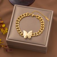 Elegant Lady Flower Butterfly Titanium Steel Plating Bracelets main image 3