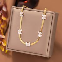 304 Stainless Steel 18K Gold Plated Elegant Plating Butterfly Acrylic Necklace sku image 1