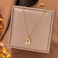 304 Stainless Steel 18K Gold Plated Streetwear Plating Inlay Moon Eye Resin Pendant Necklace main image 3