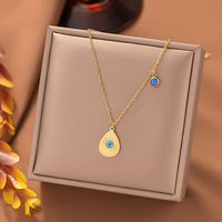 304 Stainless Steel 18K Gold Plated Streetwear Plating Inlay Moon Eye Resin Pendant Necklace sku image 1