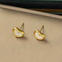 304 Stainless Steel 18K Gold Plated Simple Style Commute Plating Heart Shape Acrylic Earrings Necklace sku image 1
