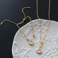 304 Stainless Steel 18K Gold Plated Simple Style Commute Plating Heart Shape Acrylic Earrings Necklace main image 4