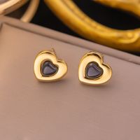 304 Stainless Steel 18K Gold Plated Lady Plating Inlay Heart Shape Stone Earrings Necklace main image 1