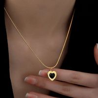 304 Stainless Steel 18K Gold Plated Lady Plating Inlay Heart Shape Stone Earrings Necklace sku image 2