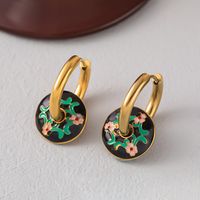 304 Stainless Steel 18K Gold Plated Retro Plating Flower Earrings Necklace sku image 9