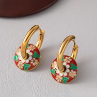 304 Stainless Steel 18K Gold Plated Retro Plating Flower Earrings Necklace sku image 8