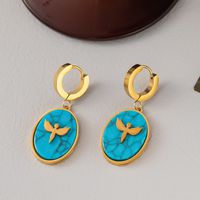 Lady Flower Titanium Steel Plating Inlay Turquoise Earrings Necklace main image 1