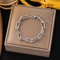 304 Stainless Steel 18K Gold Plated Streetwear Plating U Shape Bracelets Earrings Necklace sku image 3