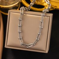 304 Stainless Steel 18K Gold Plated Casual Simple Style Plating Chain Solid Color Bracelets Earrings Necklace sku image 5