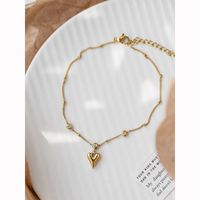 Simple Style Heart Shape 304 Stainless Steel Inlay Artificial Rhinestones 18K Gold Plated Women'S Anklet main image 5