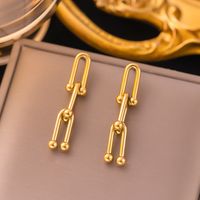 304 Stainless Steel 18K Gold Plated Streetwear Plating U Shape Bracelets Earrings Necklace sku image 2
