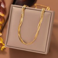 304 Stainless Steel 18K Gold Plated Rose Gold Plated Streetwear Plating Solid Color Layered Necklaces sku image 10