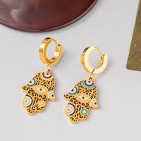 304 Stainless Steel 18K Gold Plated Lady Classic Style Enamel Plating Devil'S Eye Palm Artificial Rhinestones Bracelets Earrings Necklace main image 1