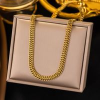 Edelstahl 304 18 Karat Vergoldet Einfacher Stil Überzug Einfarbig Armbänder Halskette main image 3