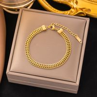 Edelstahl 304 18 Karat Vergoldet Einfacher Stil Überzug Einfarbig Armbänder Halskette main image 1