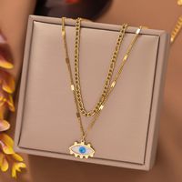 304 Stainless Steel 18K Gold Plated Streetwear Plating Inlay Eye Acrylic Resin Layered Necklaces Pendant Necklace main image 5