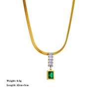 304 Stainless Steel 18K Gold Plated Elegant Simple Style Plating Inlay Geometric Snake Acrylic Artificial Rhinestones Pendant Necklace main image 5