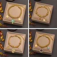 Commute Four Leaf Clover 304 Stainless Steel 18K Gold Plated Artificial Rhinestones Resin Bracelets In Bulk main image 1