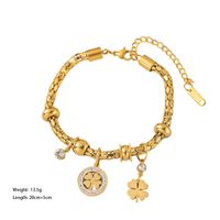 Commute Four Leaf Clover 304 Stainless Steel 18K Gold Plated Artificial Rhinestones Resin Bracelets In Bulk main image 6