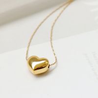 Sweet Simple Style Heart Shape Titanium Steel Plating Necklace main image 2