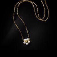 Edelstahl 304 18 Karat Vergoldet Elegant Süss Perle Überzug Blume Halskette main image 2