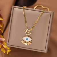 304 Stainless Steel 18K Gold Plated Streetwear Plating Inlay Eye Acrylic Resin Layered Necklaces Pendant Necklace main image 4