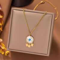 304 Stainless Steel 18K Gold Plated Streetwear Plating Inlay Eye Acrylic Resin Layered Necklaces Pendant Necklace sku image 1