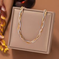 304 Stainless Steel 18K Gold Plated Rose Gold Plated Streetwear Plating Solid Color Layered Necklaces sku image 9