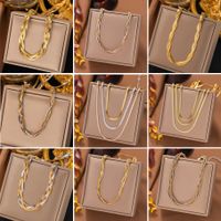 304 Stainless Steel 18K Gold Plated Rose Gold Plated Streetwear Plating Solid Color Layered Necklaces main image 1
